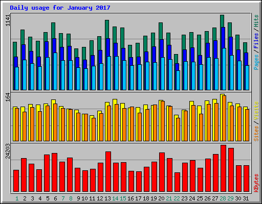 Daily usage for January 2017