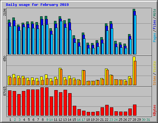 Daily usage for February 2019