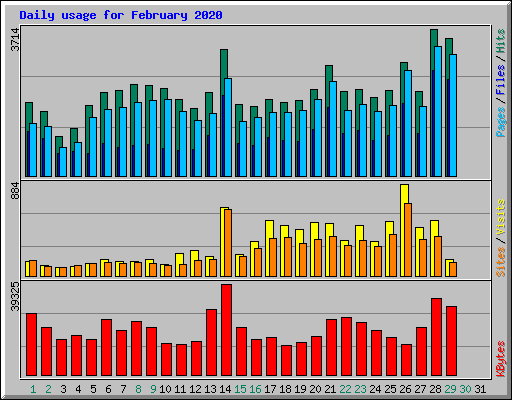 Daily usage for February 2020