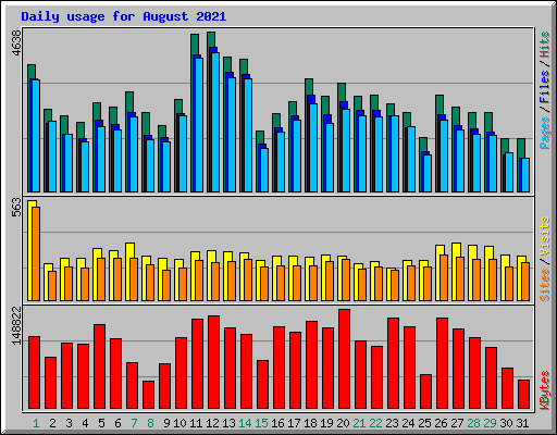 Daily usage for August 2021