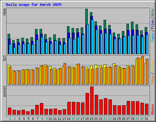 Daily usage for March 2025