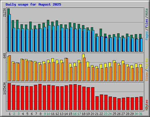 Daily usage for August 2025