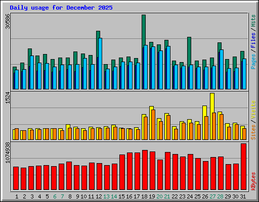 Daily usage for December 2025